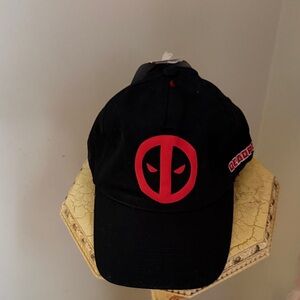 Marvel Black Cap with Red Deadpool Emblem